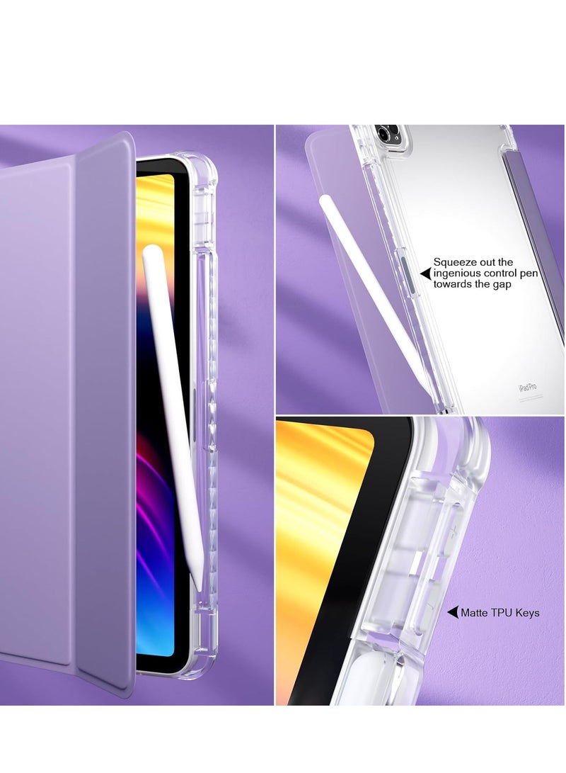 iPad Air 13 2024 Case, Smart Slim Folio Stand Auto Sleep/Wake Cover, with Pencil Slot, Transparent Clear Back Cover in Purple  - Image 4