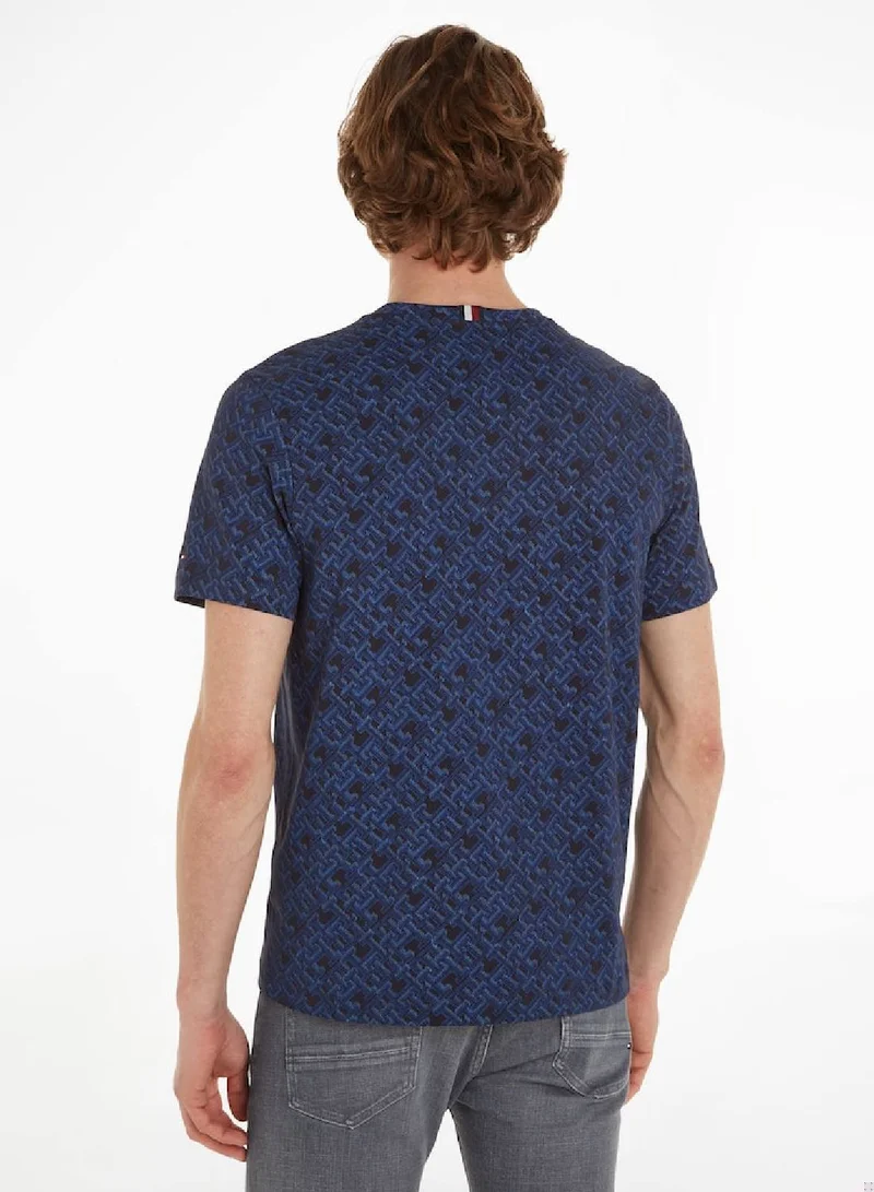 TOMMY HILFIGER Monogram All-Over Print Logo Crew Neck T-Shirt