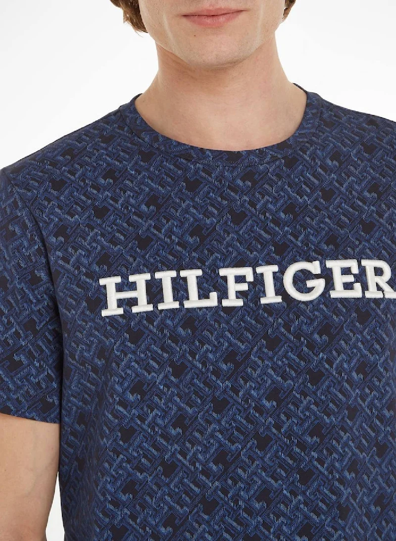 TOMMY HILFIGER Monogram All-Over Print Logo Crew Neck T-Shirt