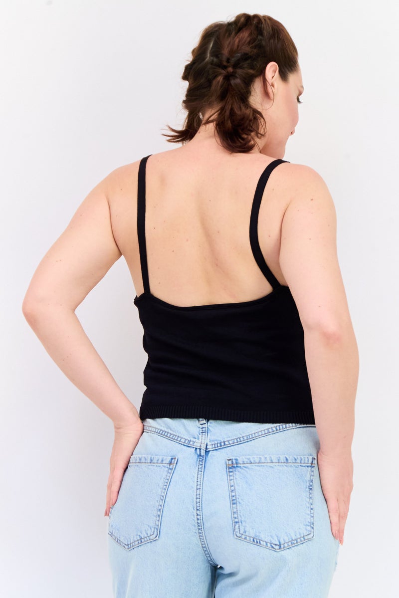 KOTON Rachel Araz X Women Scoop Neck Sleeveless Crop Top, Black - Image 2