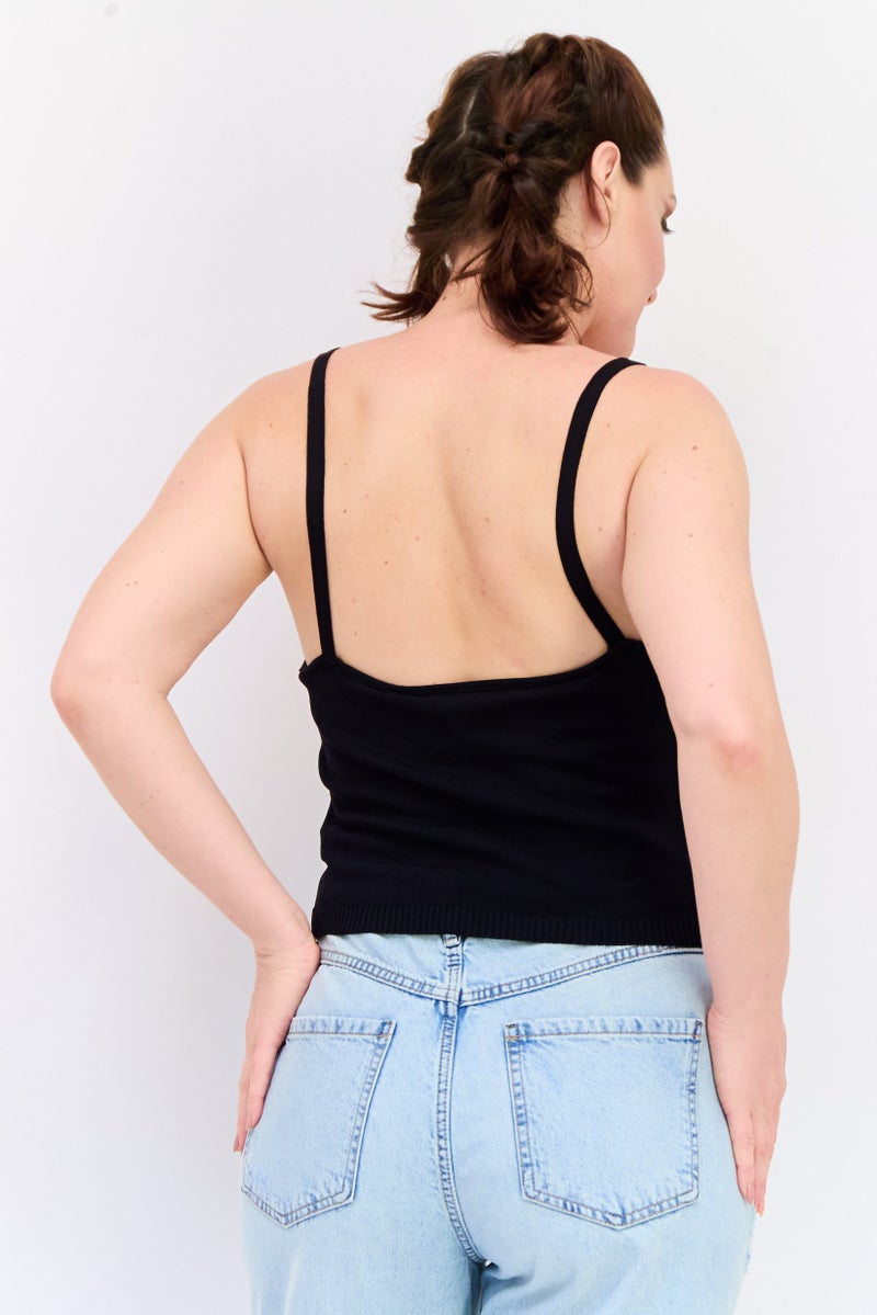 KOTON Rachel Araz X Women Scoop Neck Sleeveless Crop Top, Black - Image 4