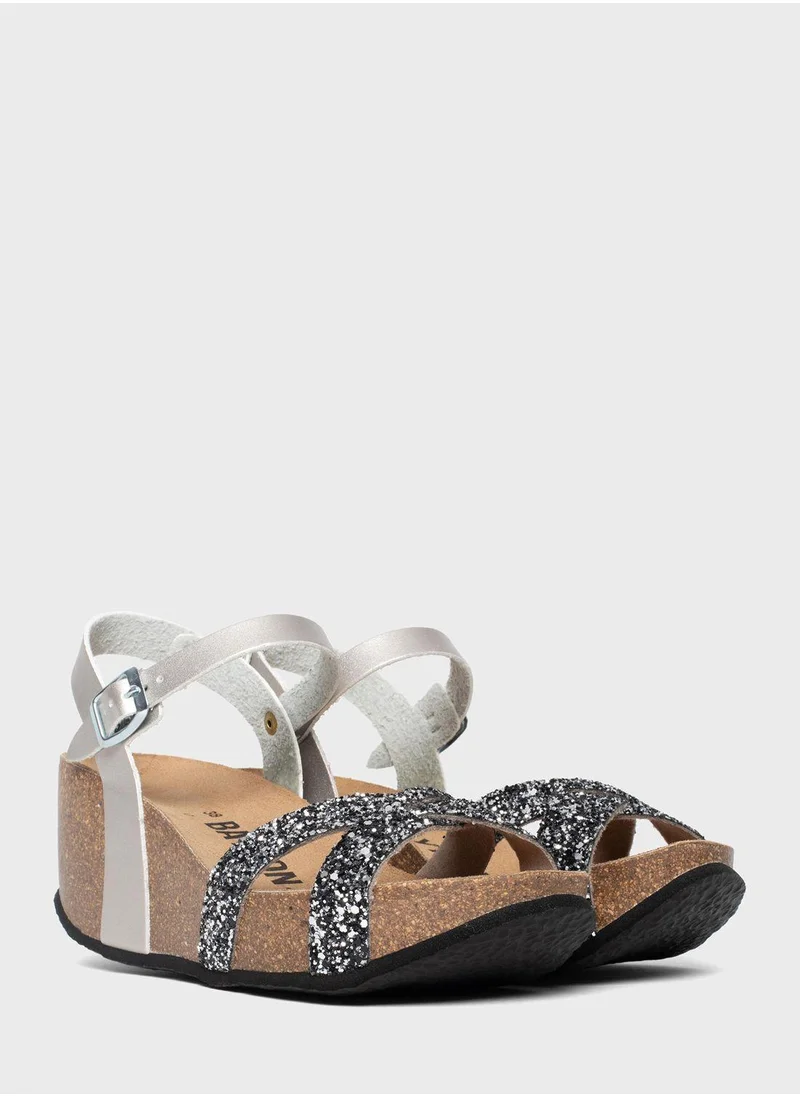 BAYTON Venus Strappy Mid Heel Wedges