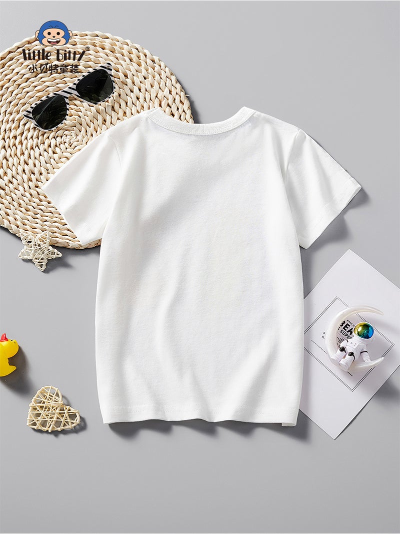 Children'S Clothing 2025 Summer Clothing Boys White Short-Sleeved Boys Trendyy Kidsren'S T-Shirt Cartoon Car Pattern Summer Half-Sleeved - Image 3