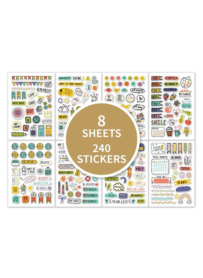 جي أس 8 ورقة ملصقات ملونة 240+ ملصقات أوراق مزخرفة ملصقات ملصق اليوميات -ألبوم اليوميات النقطية -جريدة غير مهمة -المخططين -التقويمات والملاحظات الفنية بطاقة التهنئة - Image 5