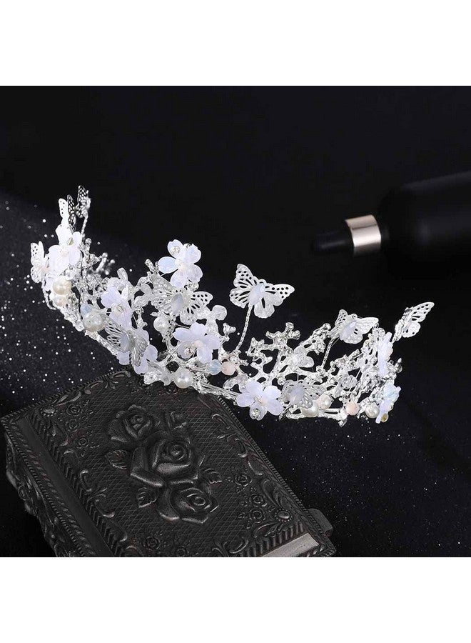 كيلشي تاج كيلشي الفضي المرصع بأحجار الراين على شكل فراشة، تاج زفاف، غطاء رأس لحفلات التخرج، للنساء والفتيات (فضي) - Image 5