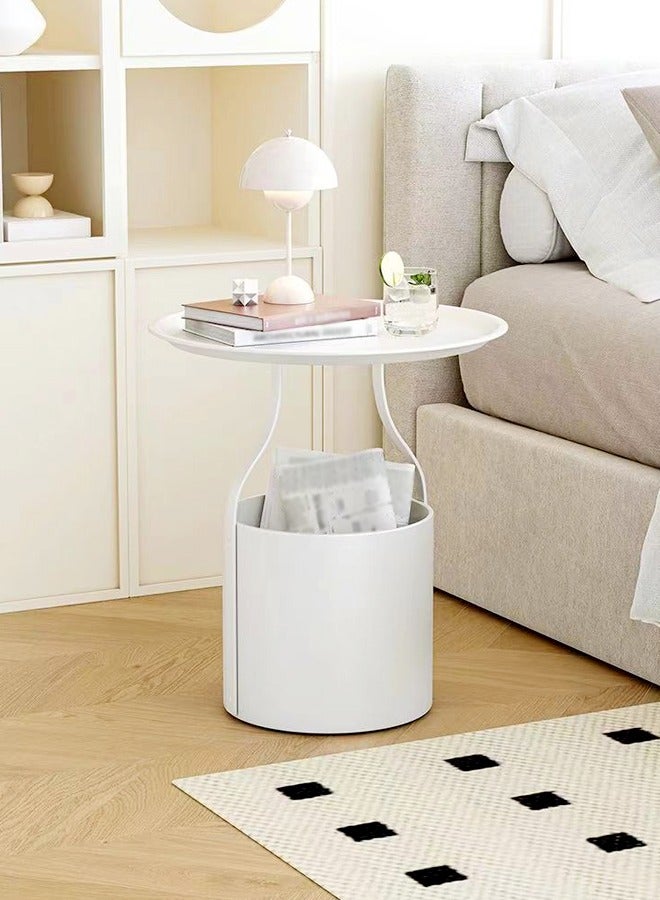 رافين طاولة جانبية مستديرة بحواف مرفوعة، طاولة قهوة متعددة الاستخدامات مع صندوق تخزين لغرفة المعيشة أو غرفة النوم أو المكتب المنزلي 45x52 سم - Image 3