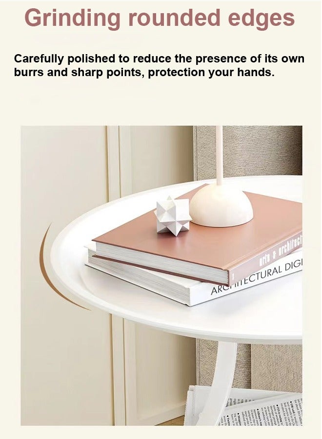 رافين طاولة جانبية مستديرة بحواف مرفوعة، طاولة قهوة متعددة الاستخدامات مع صندوق تخزين لغرفة المعيشة أو غرفة النوم أو المكتب المنزلي 45x52 سم - Image 4