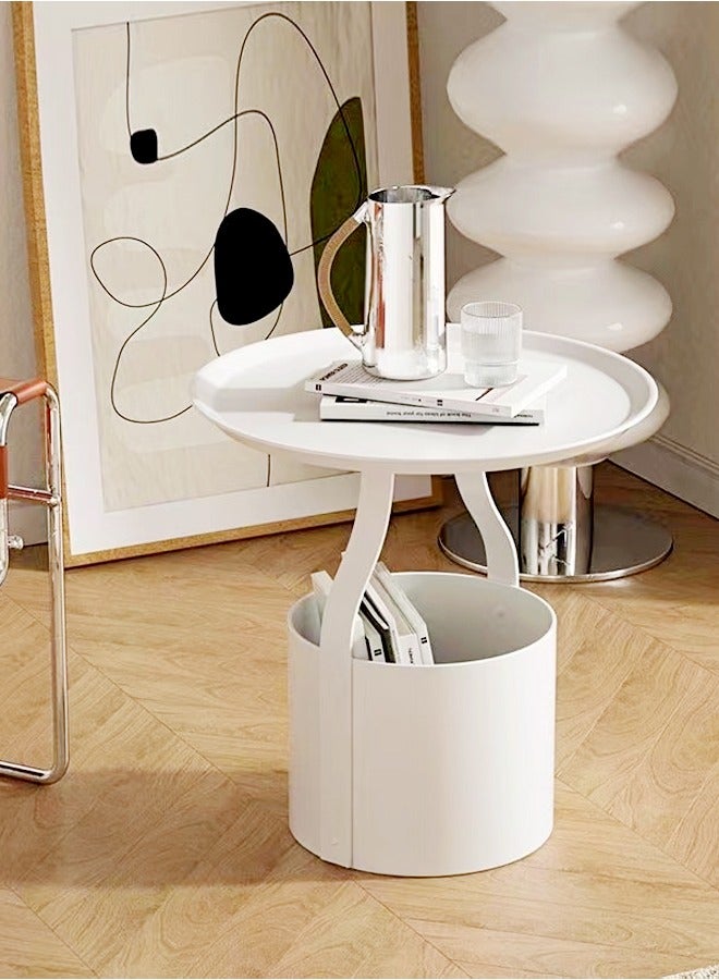 رافين طاولة جانبية مستديرة بحواف مرفوعة، طاولة قهوة متعددة الاستخدامات مع صندوق تخزين لغرفة المعيشة أو غرفة النوم أو المكتب المنزلي 45x52 سم - Image 5