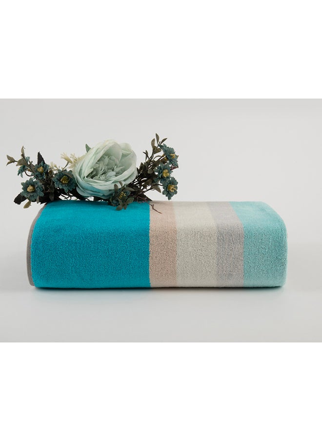 White Rose Towel Cross Stripe 500 Gsm 100% Cotton Terry -Cross Stripe Design1 Bath  70X140 CmLuxury Touch Extra Absorbent-Sky Blue  - Image 1