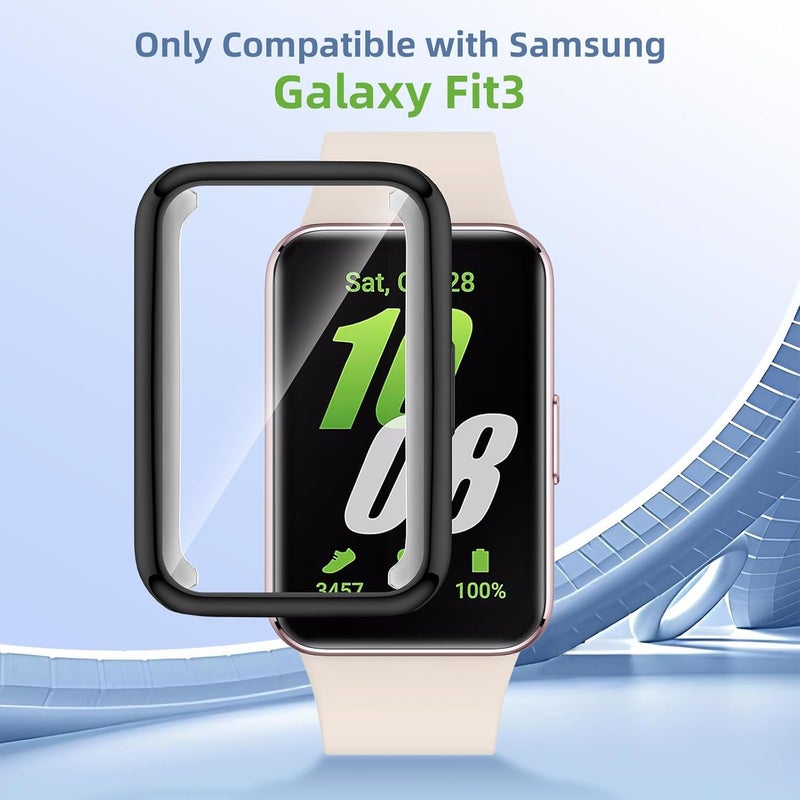 OpenTech Hard Silicone Protection Case Cover with Attached Screen Protector Compatible for Samsung Galaxy Fit 3 Full Coverage (Black) - Image 2