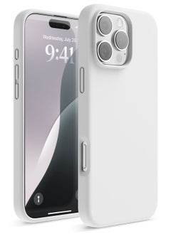 Elago Liquid Silicone for iPhone 16 Pro MAX Case Cover Full Body Protection, Shockproof, Slim, Anti-Scratch Soft Microfiber Lining - White  - Image 1