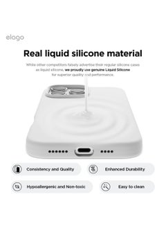 Elago Liquid Silicone for iPhone 16 Pro MAX Case Cover Full Body Protection, Shockproof, Slim, Anti-Scratch Soft Microfiber Lining - White  - Image 3