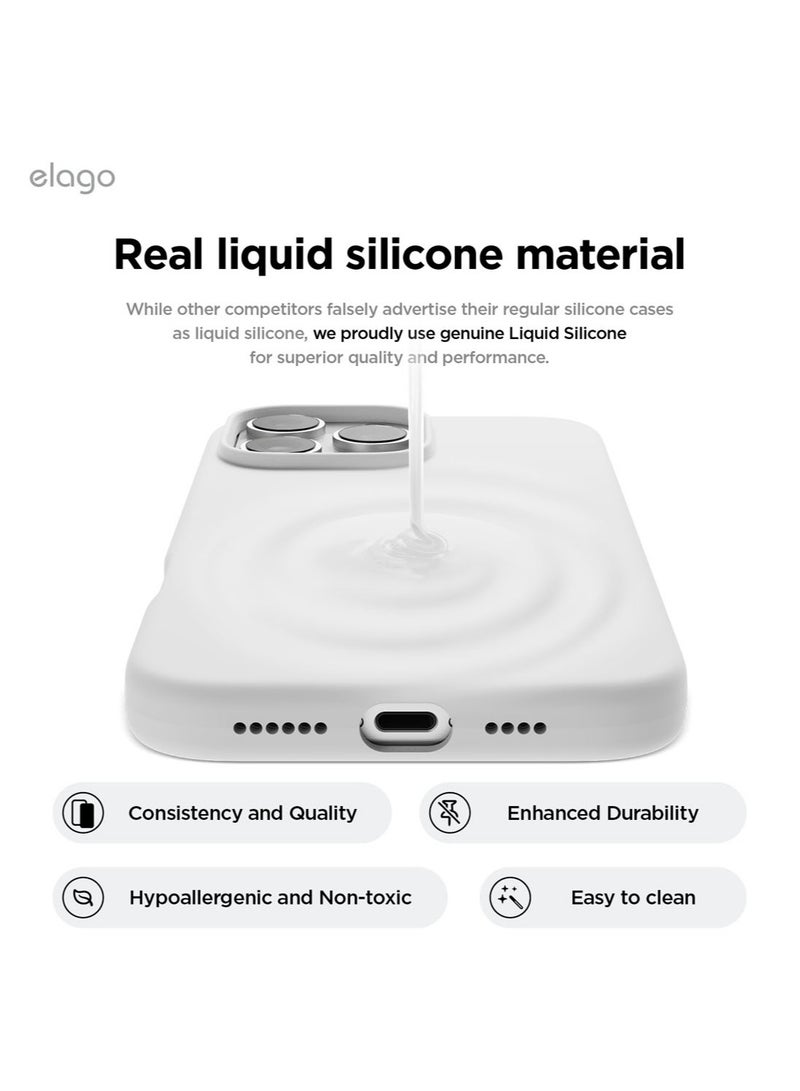 Elago Liquid Silicone for iPhone 16 Pro MAX Case Cover Full Body Protection, Shockproof, Slim, Anti-Scratch Soft Microfiber Lining - White - Image 3