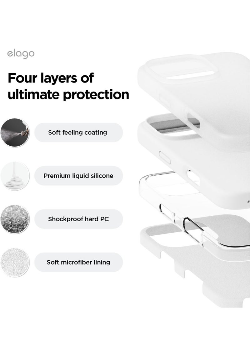 Elago Liquid Silicone for iPhone 16 Pro MAX Case Cover Full Body Protection, Shockproof, Slim, Anti-Scratch Soft Microfiber Lining - White - Image 4