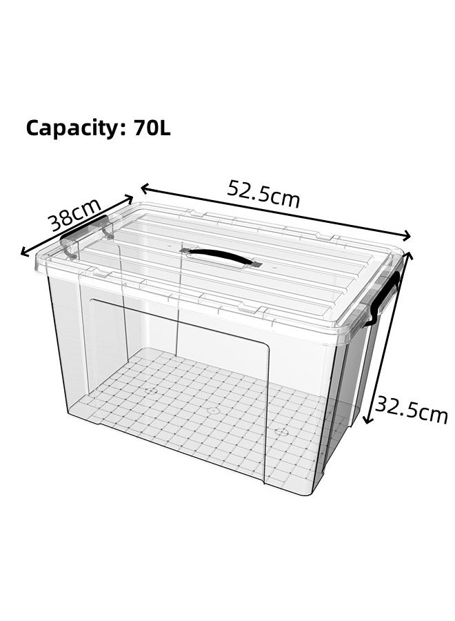 Transparent Storage Box, 70L Large-Capacity Storage Bin, Multi-Functional Containing Box, Stackable Sealed Transparent Visual Design, 1 Piece. - Image 3