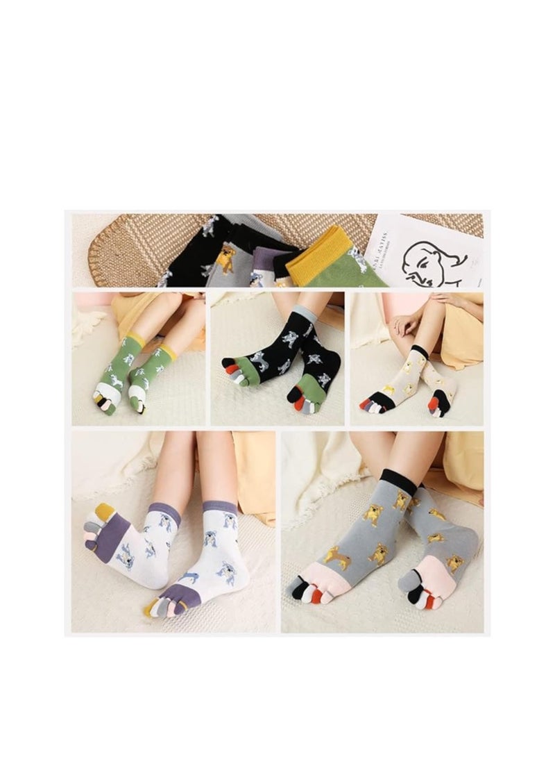 Toe Socks Ankle Cotton Five Fingers Socks Low Cut Athletic Running Socks - 5 Pairs Size 5-10