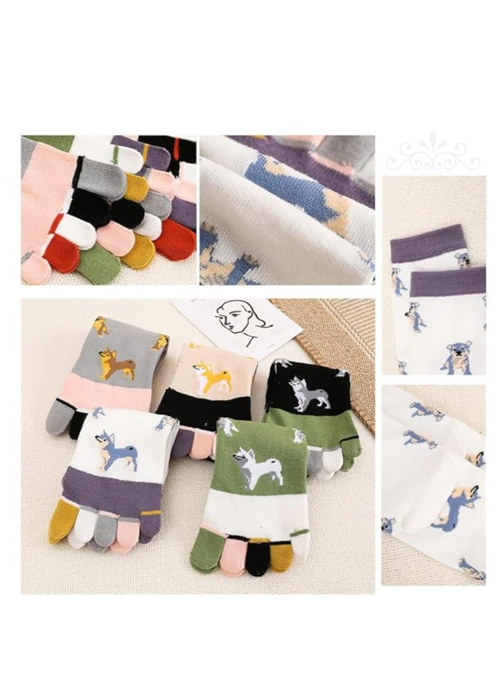 Toe Socks Ankle Cotton Five Fingers Socks Low Cut Athletic Running Socks - 5 Pairs Size 5-10