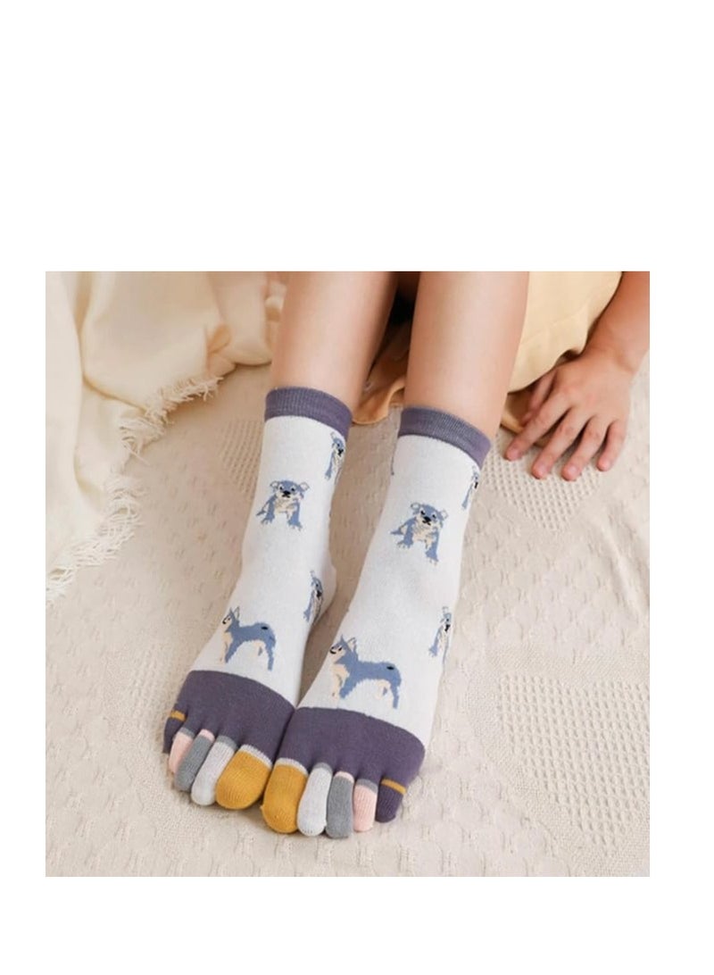 Toe Socks Ankle Cotton Five Fingers Socks Low Cut Athletic Running Socks - 5 Pairs Size 5-10