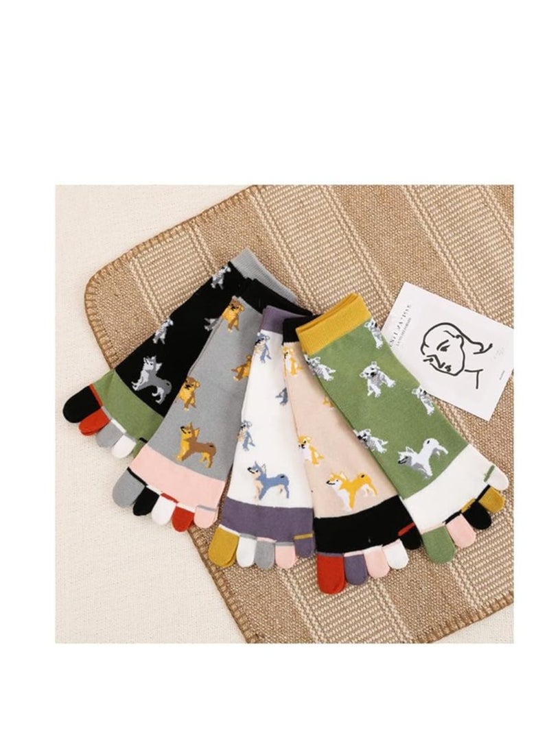 Toe Socks Ankle Cotton Five Fingers Socks Low Cut Athletic Running Socks - 5 Pairs Size 5-10