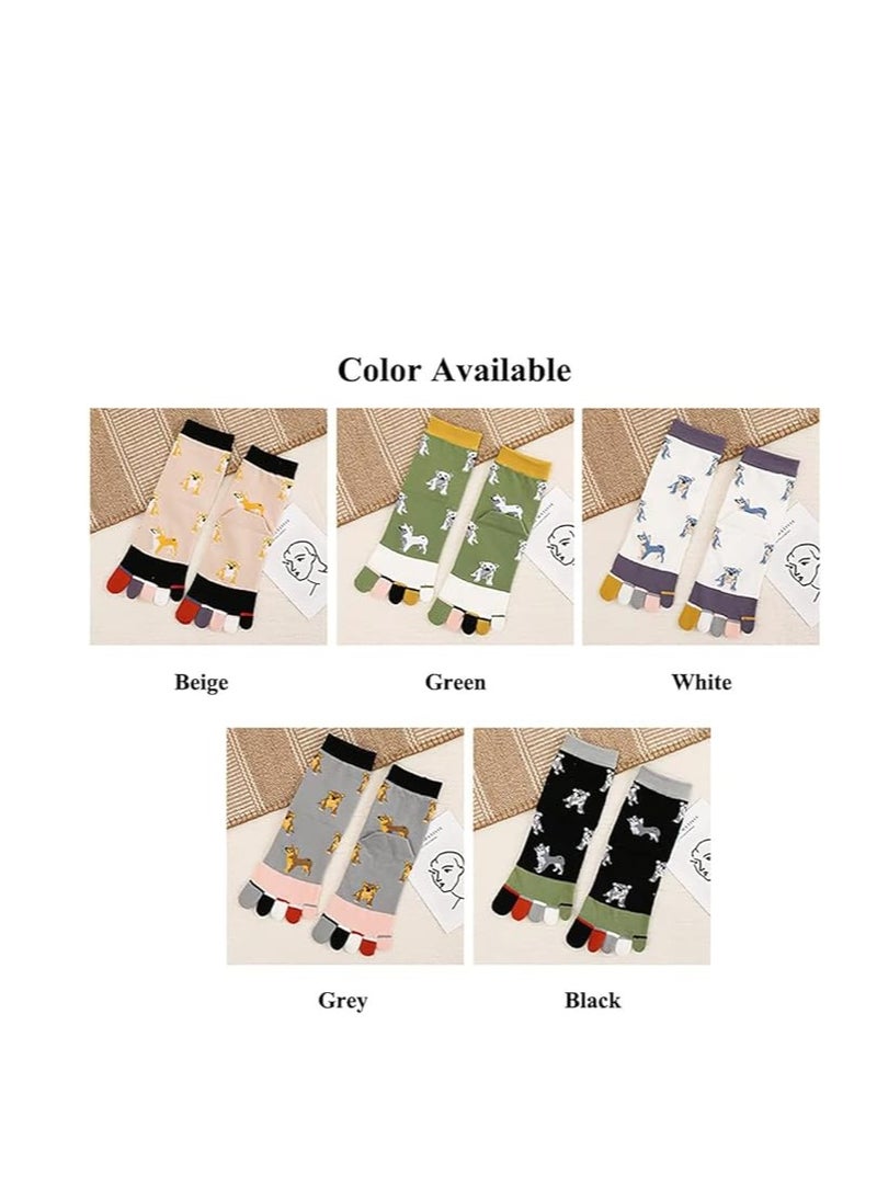 Toe Socks Ankle Cotton Five Fingers Socks Low Cut Athletic Running Socks - 5 Pairs Size 5-10