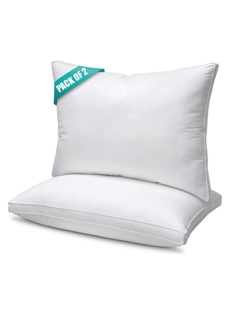 MAXQON Set of 2-Bed Pillow Double Piping Hotel Standard Extra Soft Microfiber Anti Allergic&Anti-bacterial,  Size(50x70CM)  - Image 1