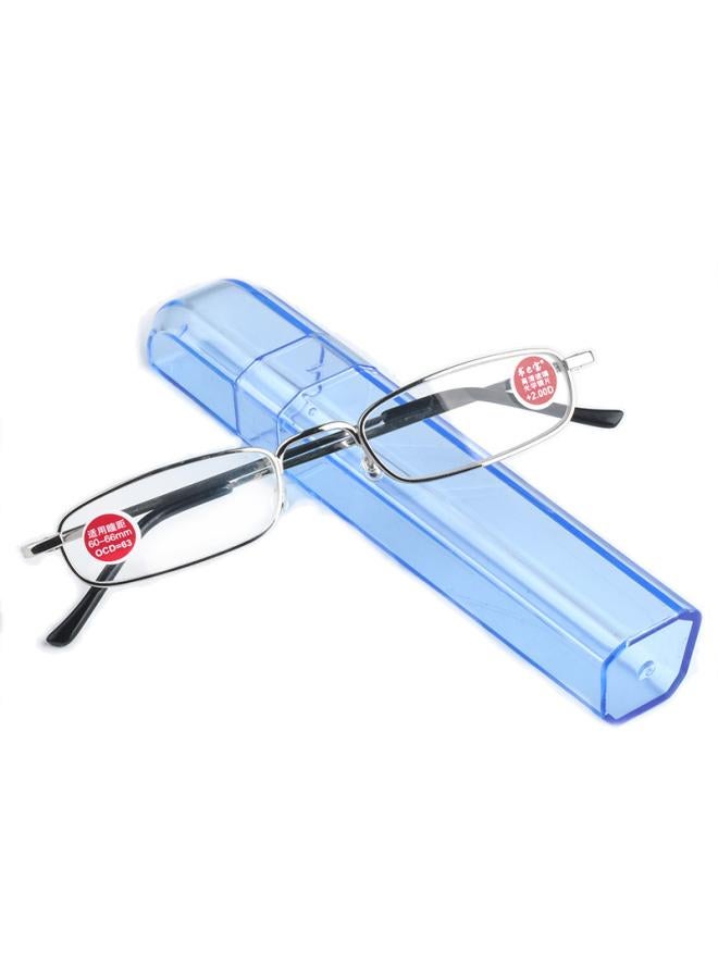 Generic New Book Treasure Genuine Quality Blue Pen Holder Metal Portable High Definition Resin White Film Pupil Distance Men's Small Reading Glasses 707