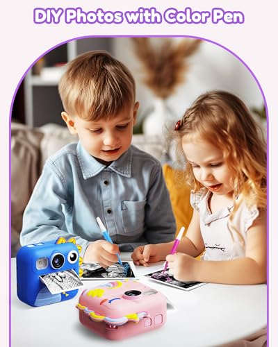 KOKODI Kids Camera Instant Print, Toddler Cameras Christmas Birthday Gifts for Girls Age 3-12, Digital Video Instant Printable Camera for Kids,Toys for Ages 5-7 Girls (Pink) - Image 3