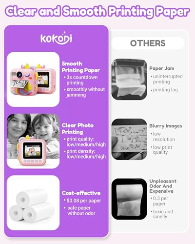 KOKODI Kids Camera Instant Print, Toddler Cameras Christmas Birthday Gifts for Girls Age 3-12, Digital Video Instant Printable Camera for Kids,Toys for Ages 5-7 Girls (Pink) - Image 4