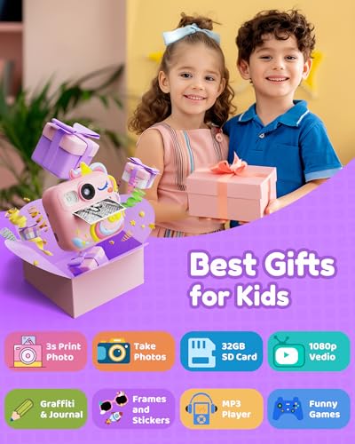 KOKODI Kids Camera Instant Print, Toddler Cameras Christmas Birthday Gifts for Girls Age 3-12, Digital Video Instant Printable Camera for Kids,Toys for Ages 5-7 Girls (Pink) - Image 2