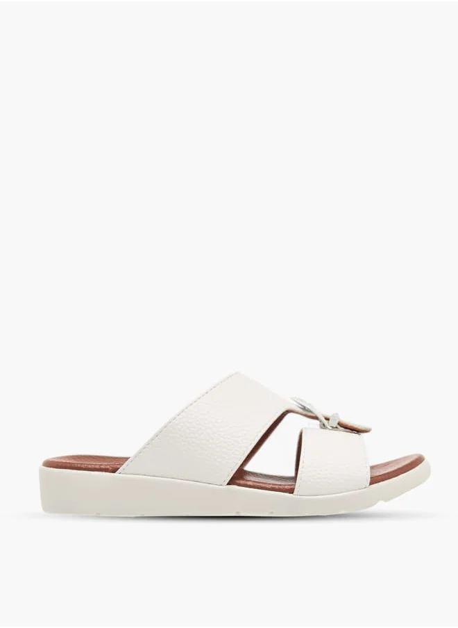 ال بي ال من شو اكسبرس Boys Textured Slip-On Arabic Sandals with Buckle Accent