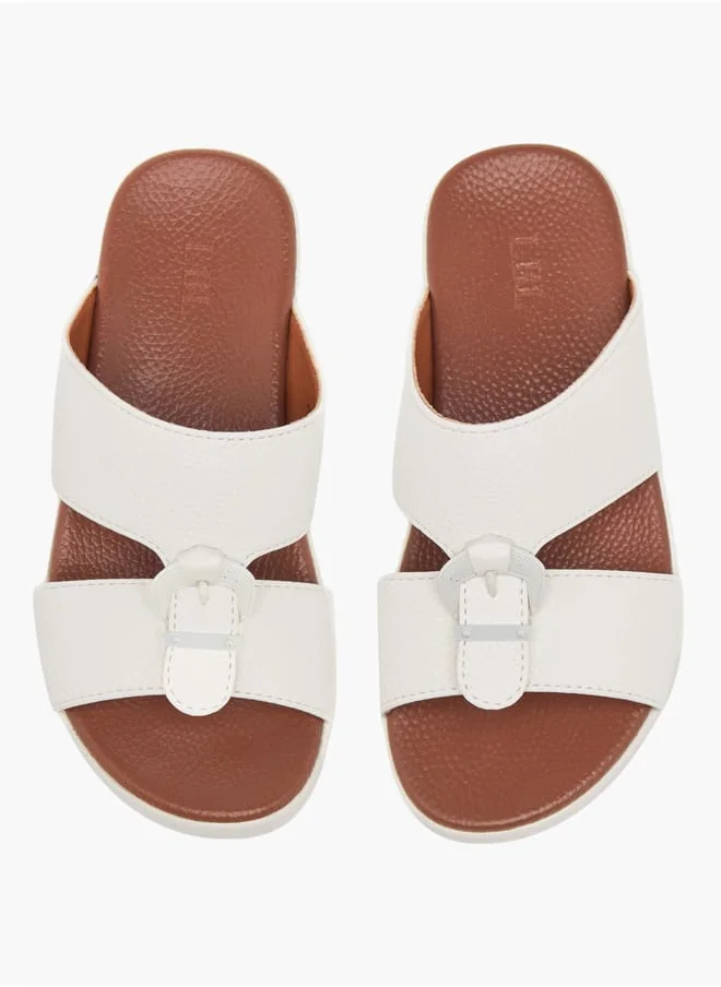 ال بي ال من شو اكسبرس Boys Textured Slip-On Arabic Sandals with Buckle Accent