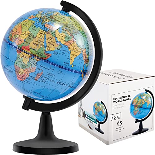 Wizdar 4 World Globe for Kids Learning Educational Rotating World Map Globes Mini Size Decorative Earth Children Globe for Classroom Geography Teaching Desk and Office Decoration4 inch - Image 1