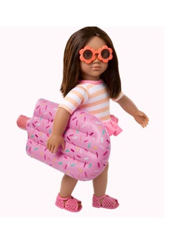 Our Generation Our Generation Helena 18" Doll With Swimsuit And Pink Pool Float Accessory  - Image 2