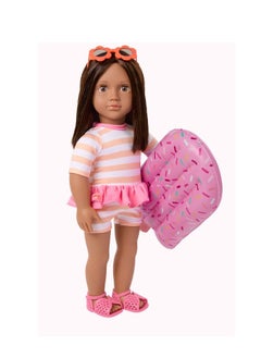 Our Generation Our Generation Helena 18" Doll With Swimsuit And Pink Pool Float Accessory  - Image 1