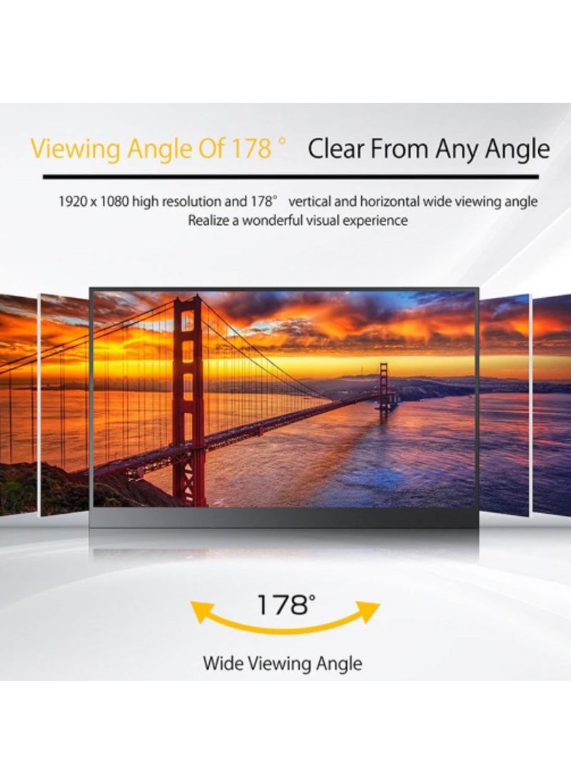 HILUKE - 2.5K 60Hz 14'' Portable Gaming Monitor, FreeSync Compatible, 10Bit, HDR, Dual Speakers, HDMI USB-C, PC/PS5/Switch/XBOX, Built-in Kickstand with Cover, for Home/Office/Esports - Image 1