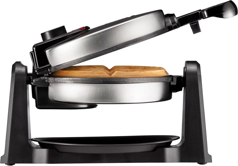 Chefman Rotating Belgian Waffle Maker, 180° Flip Iron w/ Non-Stick Plates, Adjustable Timer, Locking Lid, & Drip Plate, Space Saving Storage, Mess-Free Breakfast, Stainless Steel/Black - Image 1