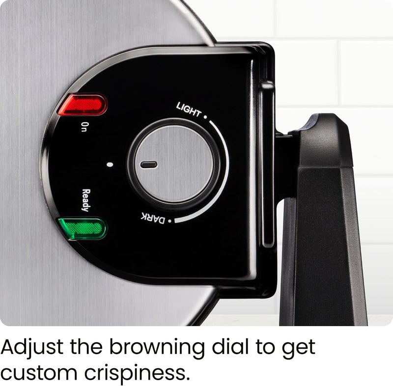 Chefman Rotating Belgian Waffle Maker, 180° Flip Iron w/ Non-Stick Plates, Adjustable Timer, Locking Lid, & Drip Plate, Space Saving Storage, Mess-Free Breakfast, Stainless Steel/Black - Image 5