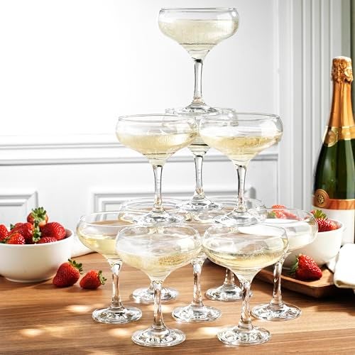 Glaver's Coupe Glasses, 9.5 oz Vintage Martini Glass Set 6 Pcs, Unique Margarita Glass, Classic Cocktail Glassware, Bar Drinking Glasses Set for Cocktail, Wine, Champagne, Espresso & Gift - Image 2