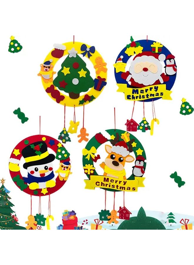 Christmas Wreath Snowman Decoration For Indoor Outdoor Xmas Holiday Home Door Wall Hanging Ornament Fabric Handmade Festive Seasonal Decor - Image 1