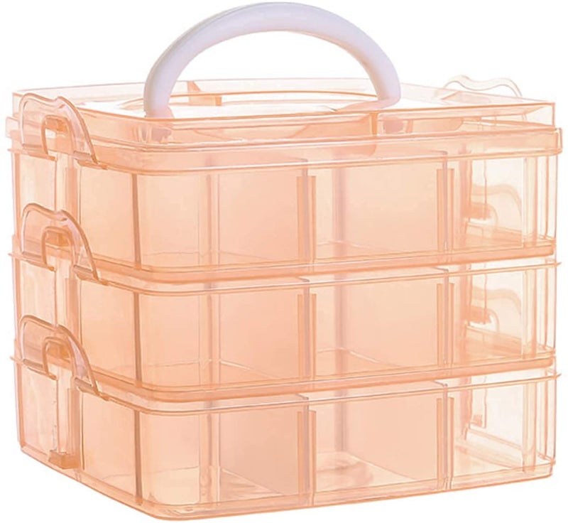 Brezzycloud Plastic Transparent 3 Layer with 18 Grid Earring Storage Box, Portable Jewelry Craft Accessories Storage Box Basket Container with Collapsible and Removable Dividers (18 Grid, Multi Color) - Image 5