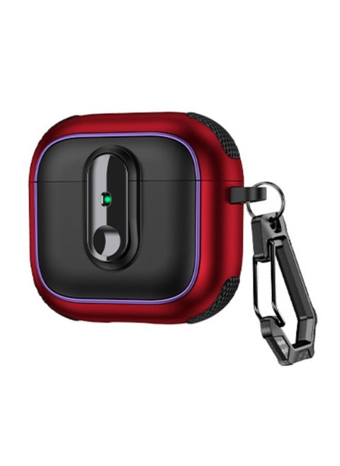 Suitable For Apple Airpods 4 Bluetooth Headphone Case Plating With Lock Switch Pro2 Anti-drop Protective Shell 3 Generations-Color:Black Red-Applicable Models:Airpods Pro