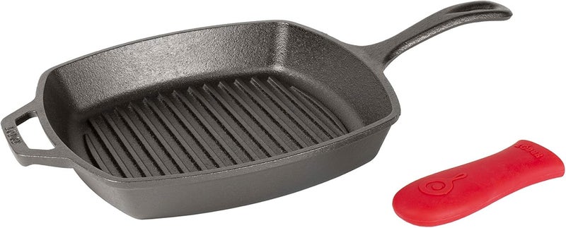 Lodge Manufacturing Company Cast Iron 10.5-inch Square Grill Pan, Black - Image 1