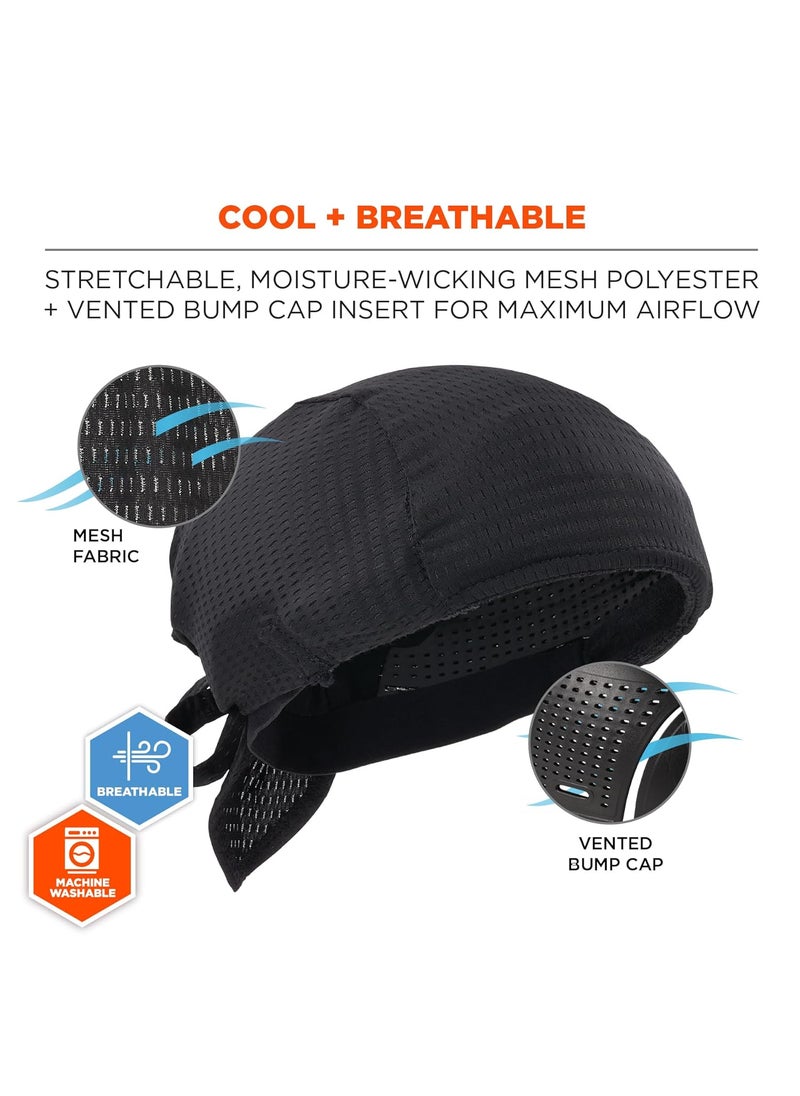 Ergodyne Skullerz 8948 Mesh Do Rag Bandana and Bump Cap Insert with Enhanced FlexBlack