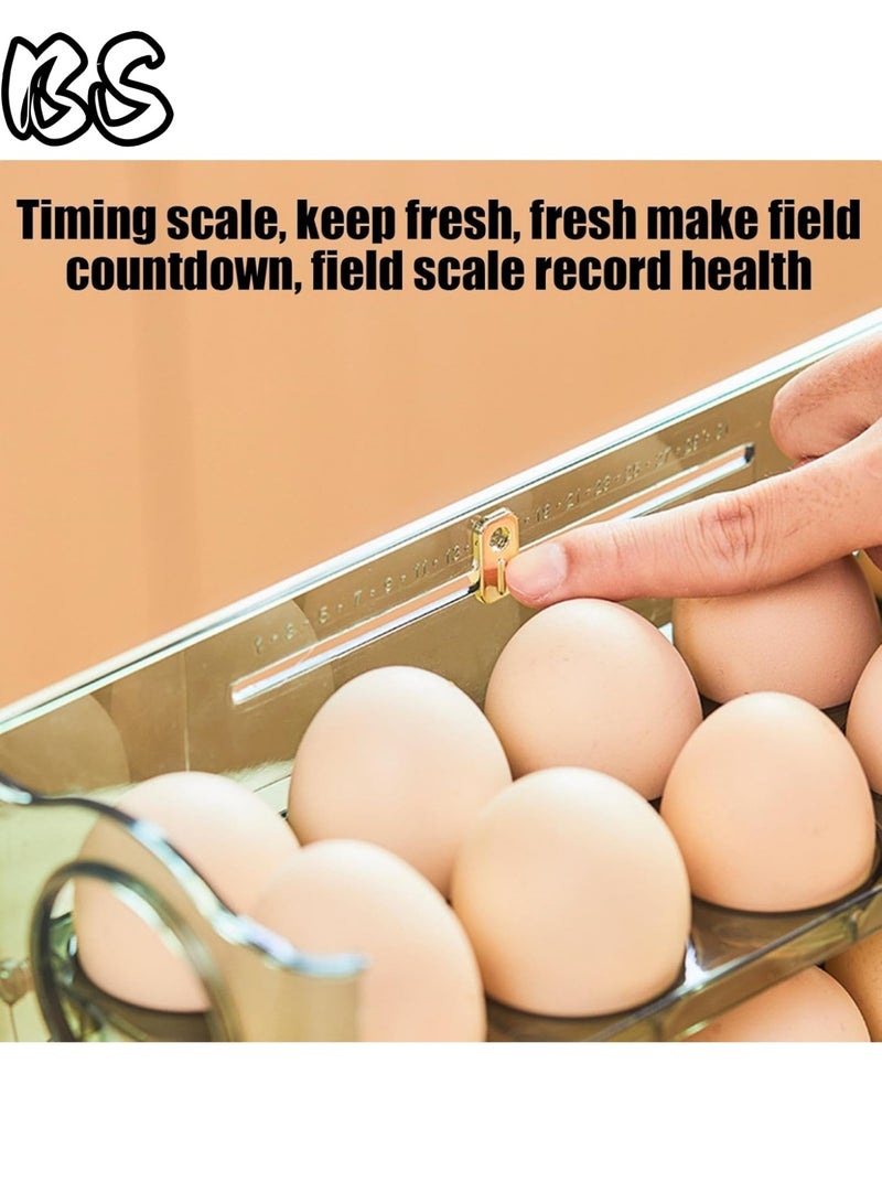 بي إس رف بيض ثلاثي الطبقات قابل للطي للثلاجات | رف بيض أوتوماتيكي جديد تمامًا مزود بنابض | صندوق تخزين بيض موفر للمساحة وذو سعة كبيرة يمكنه حمل 30 بيضة، ومناسب للأبواب الجانبية للثلاجة. - Image 3