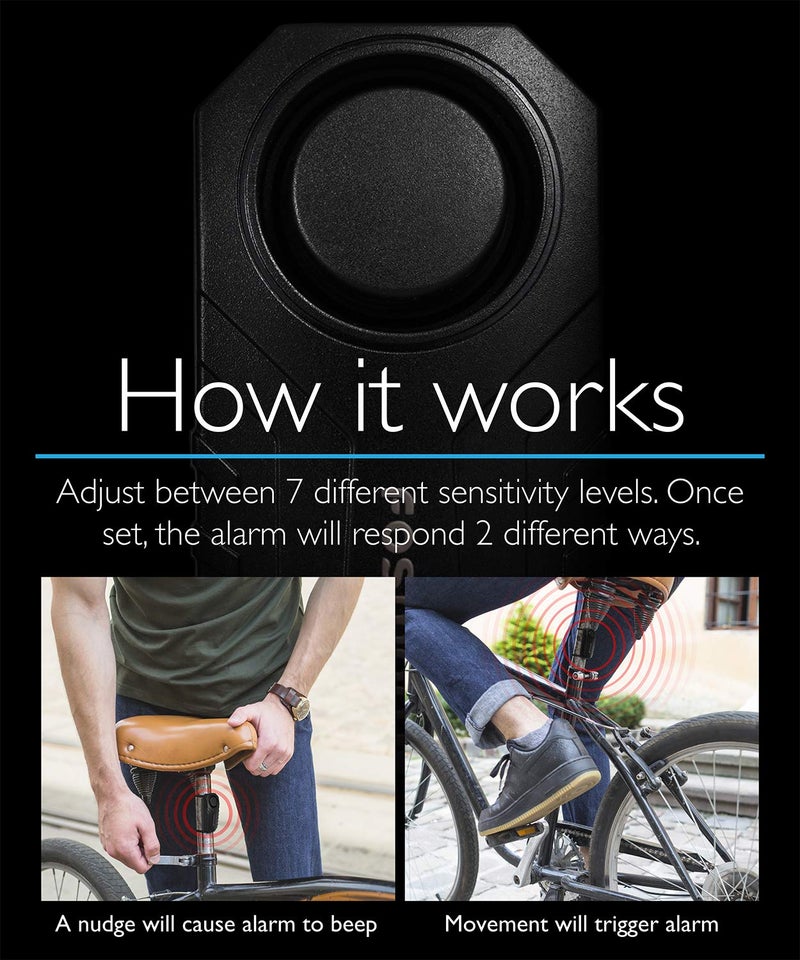 Fosmon 113db Bike Alarm with Remote, Motion Sensor Bicycle SOS Alarm, IP65 Waterproof Anti Theft Alarm System, Wireless Siren for E-Bike, Motorcycle, Scooter, Cart, Trailer - Image 2