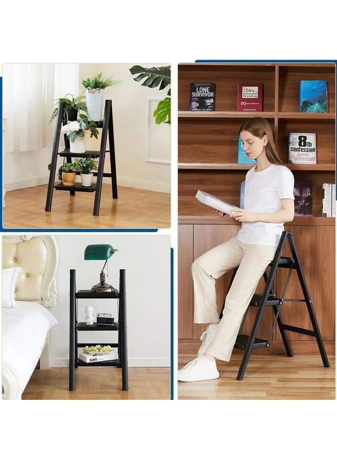 Quivlox Step Ladder, Household Folding Ladder Stool ,Sturdy Small Step Stool for Adults,Closet Step Stool Ladder with Anti-Slip Wide Pedals, Multi-use Kitchen Ladder for Home,Indoor Herringbone Ladder Bearing capacity 150kg  - Image 3