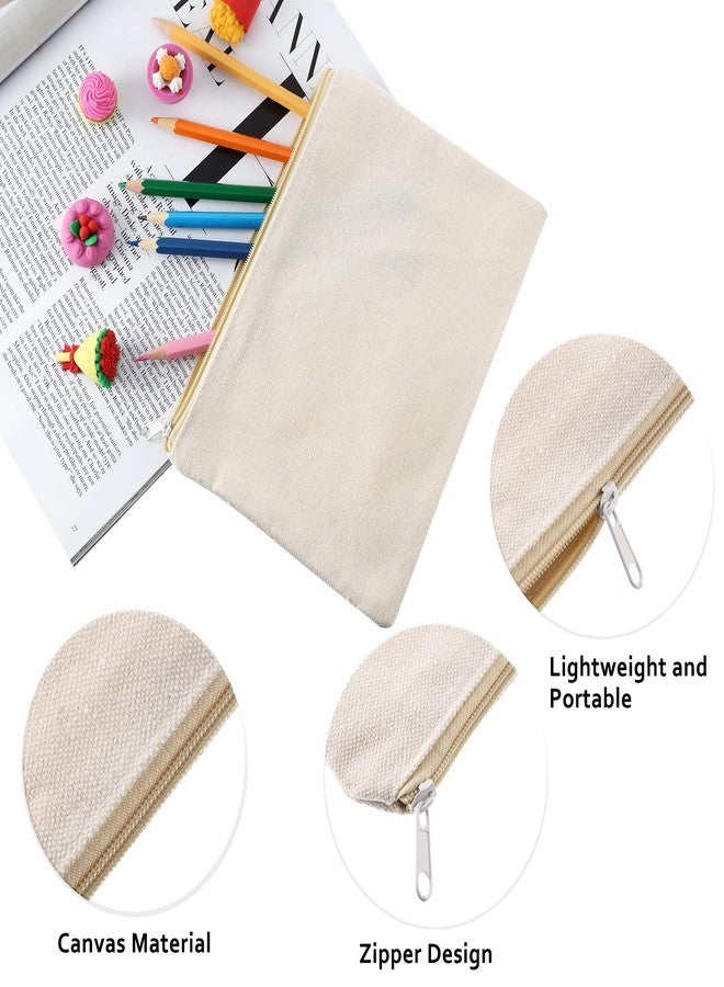 Frienda 12 Pieces Canvas Cosmetic Bag Multipurpose Cosmetic Pouch Zipper Makeup Bags Blank Make Up Purse for Women Travel Organize Storage, Multi Sizes - Image 3