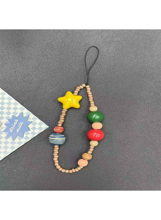 NIBEMINENT Beaded Phone Lanyard, Anti Lost Removable Wrist Strap, Cute Cartoon Bracelet Pendant, Phone Keychain Lanyard - Image 1