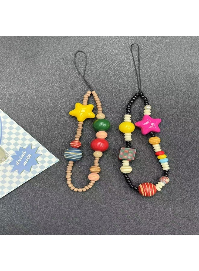 NIBEMINENT Beaded Phone Lanyard, Anti Lost Removable Wrist Strap, Cute Cartoon Bracelet Pendant, Phone Keychain Lanyard - Image 2
