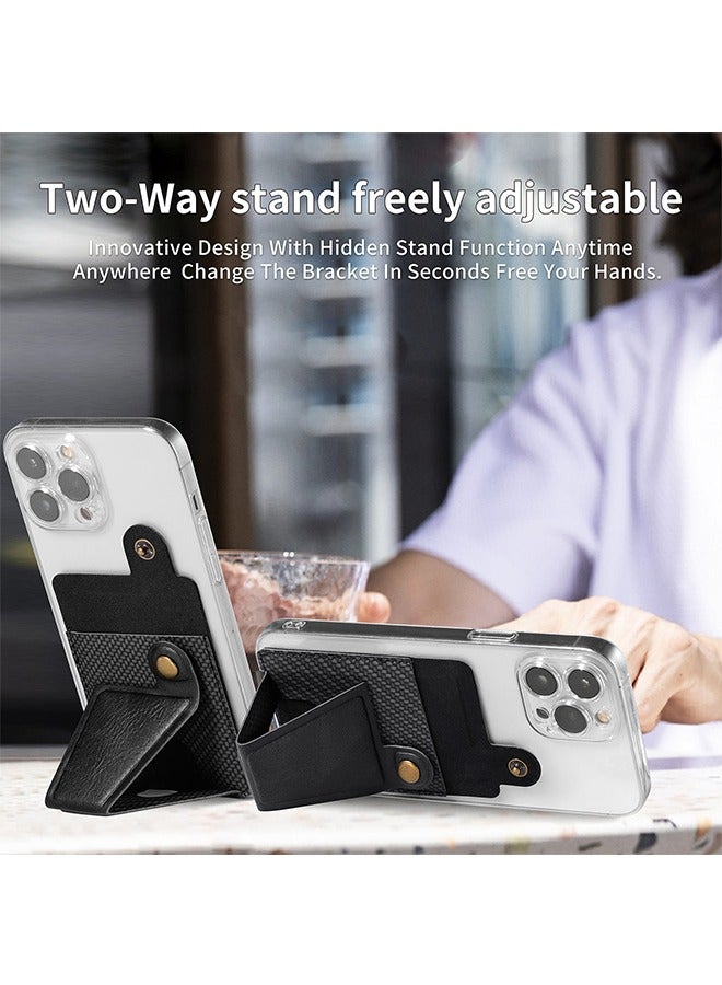 Card Holder for Back of Phone, Phone Stand Stick on Wallet, PU Leather Credit Cards Holder for Cell Phone with Adhesive Sticker for Smart Phones (Black) - Image 5